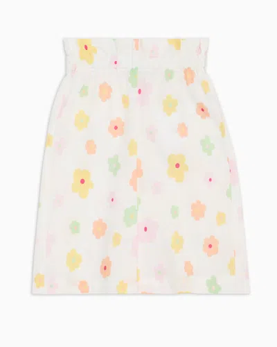 Emporio Armani Kids' Poplin Boy Shorts With An All-over Print In Multi