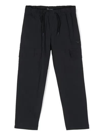 Emporio Armani Kids' Poplin Cargo Pants In Blue