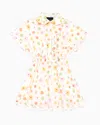 Emporio Armani Poplin Dress With Elasticated Waist And All-over Print In Multicoloured