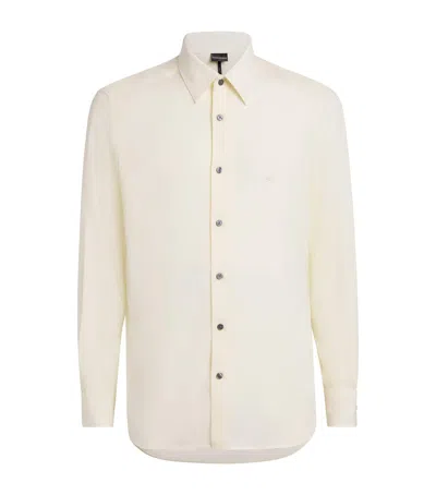 Emporio Armani Poplin Embroidered Shirt In White