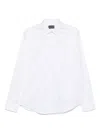 Emporio Armani Cotton Shirt With Button-down Collar And Curved Hem In Weiss