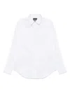 Emporio Armani Cotton Shirt With Button-down Collar And Curved Hem In White