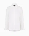 Emporio Armani Official Store Poplin Shirt With Asymmetric Hem And Stretch Peplum In White