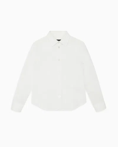Emporio Armani Kids' Shirt With Monochromatic Eagle Embroidery In White