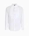 Emporio Armani Poplin Shirt With Waffle Plastron Front In White