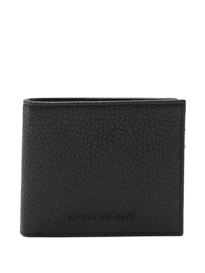 Emporio Armani Logo-debossed Grained-leather Wallet In Black