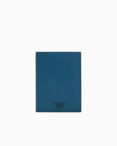 Emporio Armani Porte-passeport En Cuir Régénéré Saffiano Avec Plaque Aigle Asv