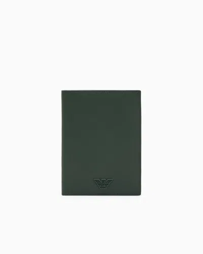 Emporio Armani Porte-passeport En Cuir Régénéré Saffiano Avec Plaque Aigle Asv