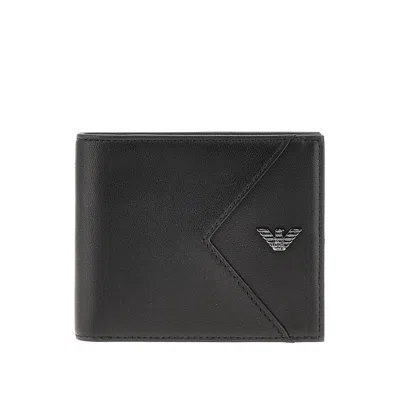 Emporio Armani Ppa Leather Slim Bi-fold Wallet In Black