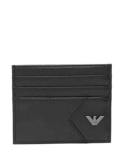 Emporio Armani Premium Nappa Sheepskin Card Holder In Black