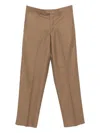 Emporio Armani Tailored Wool Trousers With Pockets And Crease In Brown