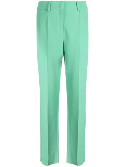 Emporio Armani Pressed-crease High-waisted Trousers In Green