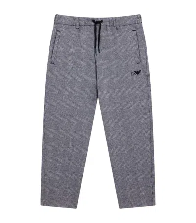 Emporio Armani Kids' Prince Of Wales Check Sweatpants In Gray