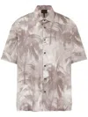 Emporio Armani Palm Tree-print Button-up Shirt In Grey