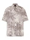 Emporio Armani Palm Tree-print Button-up Shirt In Grey