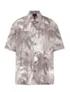 Emporio Armani Palm Tree-print Button-up Shirt In Grey