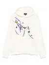 Emporio Armani Asv Jersey Hooded Sweatshirt With Floral Print And Embroidery In White