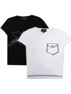 Emporio Armani Set Of 2 Printed Cotton Jersey T-shirts In White