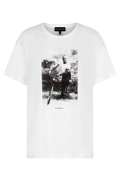 Emporio Armani Printed Cotton T-shirt In White
