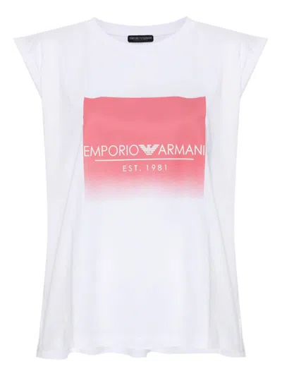 Emporio Armani Printed Cotton T-shirt In White