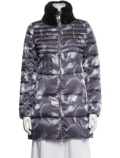 Pre-owned Emporio Armani Printed Down Coat In Purple