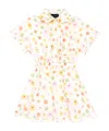 Emporio Armani Poplin Dress With Elasticated Waist And All-over Print In White