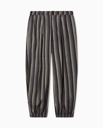 Emporio Armani Printed Fluid Trousers In Lyocell And Viscose In Gray