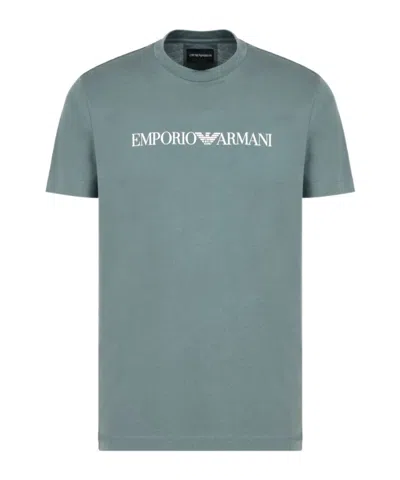 Emporio Armani Printed Knitted T-shirt In Green