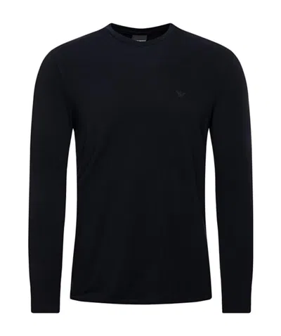 Emporio Armani Printed Logo Longsleeved T-shirt In Black