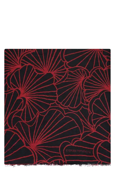 Emporio Armani Printed Scarf In Black