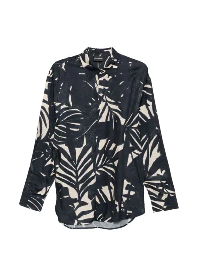 Emporio Armani Printed Shirt In Black