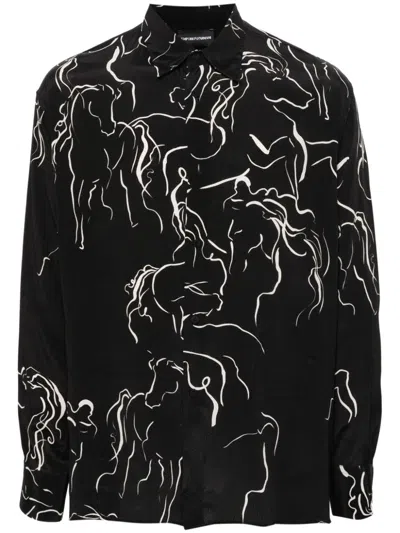 Emporio Armani Printed Shirt In Black