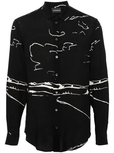 Emporio Armani Printed Shirt In Black
