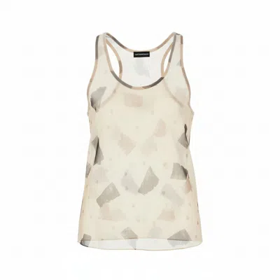 Emporio Armani Printed Silk Creponne Tank Top In Nude