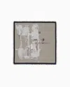 Emporio Armani Official Store Printed Silk Foulard With Fringed Edges In Beige