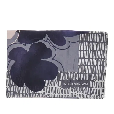 Emporio Armani Printed Silk Scarf In Purple