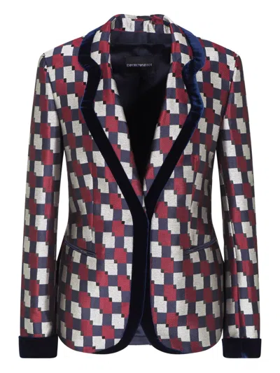 Emporio Armani Pattern-printed Single-breasted Blazer In Multi