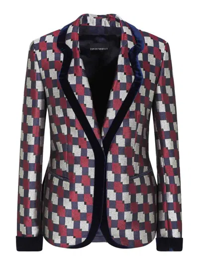 Emporio Armani Pattern-printed Single-breasted Blazer In Multi