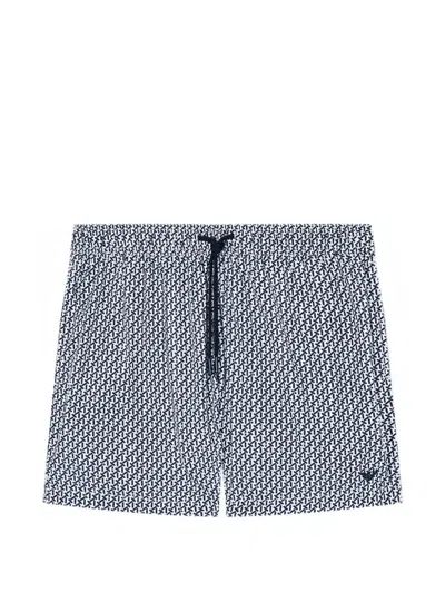 Emporio Armani Printed Swim Shorts In Blue