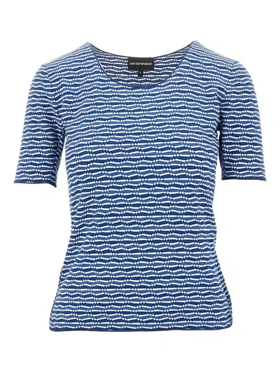 Emporio Armani Printed T-shirt In Blue