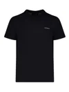 Emporio Armani Black T-shirt With Logo Lettering On The Front In Cotton And Lyocell Blend Man In Navy Blue