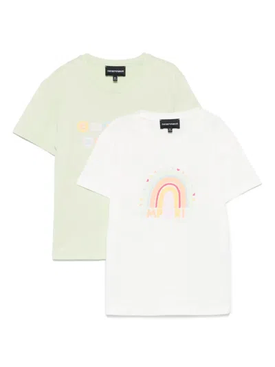Emporio Armani Kids' Printed T-shirt (pack Of Two) In Green