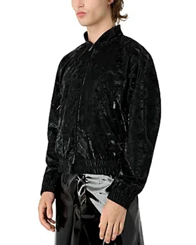 Emporio Armani Printed Zip Front Jacket In Black