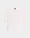Emporio Armani Puff-sleeve Cotton Poplin Blouse In Optical White