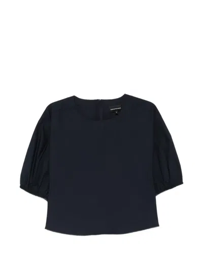 Emporio Armani Puff-sleeve Blouse In Blue