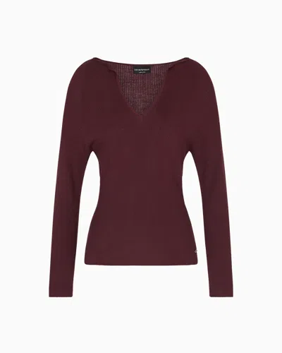 Emporio Armani V-neck Sweater In Burgundy