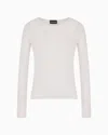 Emporio Armani Lightweight Wool-blend Jersey Jumper In White