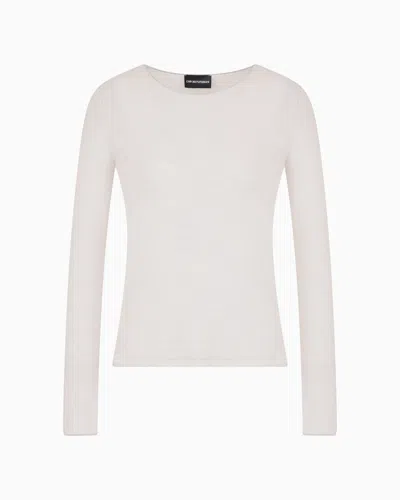 Emporio Armani Lightweight Wool-blend Jersey Jumper In White