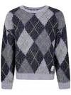 Emporio Armani Lozenge Jacquard Alpaca Blend Sweater In Black