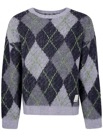 Emporio Armani Lozenge Jacquard Alpaca Blend Sweater In Black